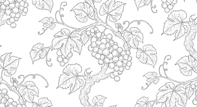 Elegant grapevine pattern with intricate branches and leaves
