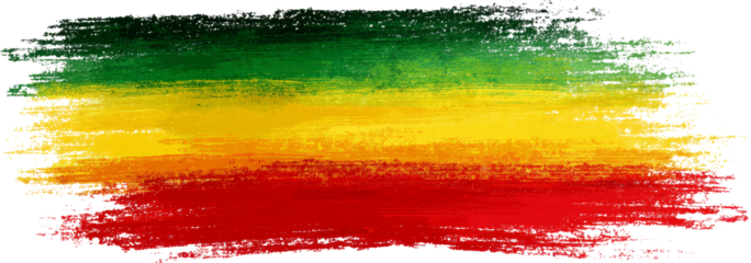 Expressive brush stroke background with rasta color green, yellow, red
