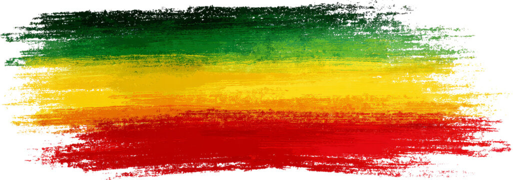 Expressive brush stroke background with rasta color green, yellow, red