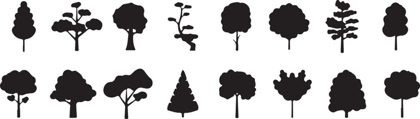 Tree, Plant, Silhouette, Nature, Forest, Green, Botanical, Eco, Environment, Growth, Outdoor, Art, Illustration, Natural, Woods, Landscape, Flora, Season