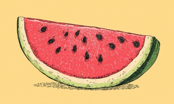 Hand-drawn watermelon slice illustration