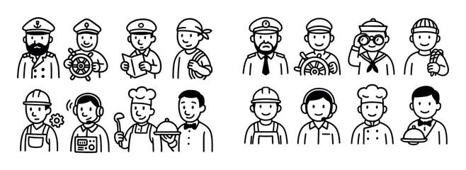 Naklejka premium Ship Crew Icons