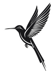 Fototapeta premium Hummingbird Bird Aves Animal Vector Logo in Black and White, Minimalist and Simple Design, Perfect for Wildlife Branding, Nature Illustration, and Unique Animal Identity 