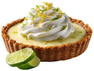 Delicious Mini Key Lime Pie: A single, delectable mini key lime pie, artfully presented, tantalizes the taste buds with its creamy filling and vibrant flavors.