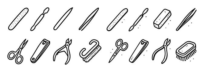 Manicure Tools Doodle Grid