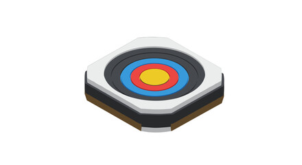 Fototapeta premium Isometric archery target icon with colorful rings on hexagonal base
