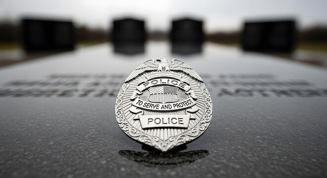 Police Badge on Memorial: Honoring Service and Sacrifice