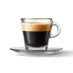 Naklejka premium Clear glass espresso cup with frothy crema