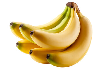 Bunch of ripe yellow bananas isolated on transparent background