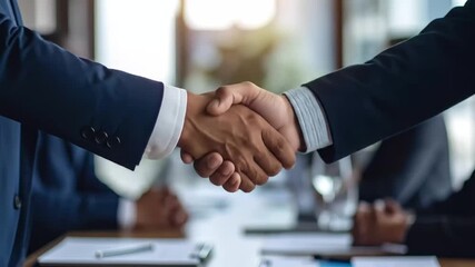 Seamless business collaboration handshake agreement video success achieving goals - Powered by Adobe