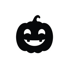 Smiling pumpkin face icon black white
