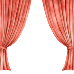 Red curtain stage fabric drapery open elegant dramatic theater performance classic