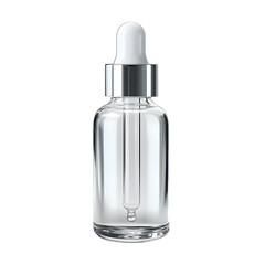 Ideal Clear Glass Dropper Bottle with Silver Cap - Professional Product Photography