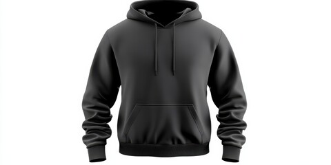 Front view of a plain, dark gray hoodie, featuring a simple design and a classic style.