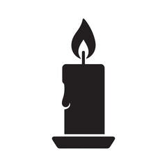 Candle silhouette black and white vector icon