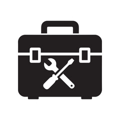 Toolbox silhouette black and white vector icon