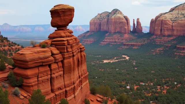 Bell Rock Arial. A natural rock format in Sedona, Arizona. The rock is known as Vorokh at Bell Rock