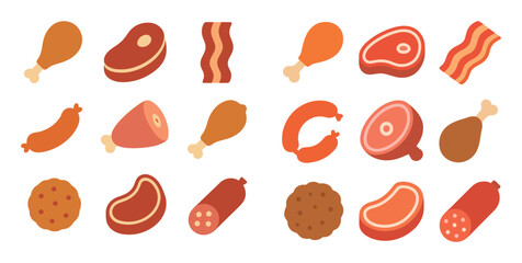 Colorful Meat Icons Grid
