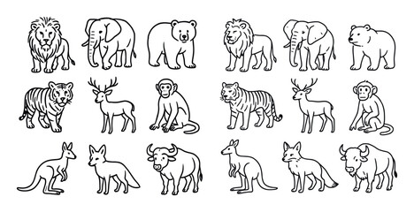 Fototapeta premium Wild Animal Sketch Grid