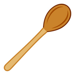 Wooden spoon for cooking and serving food preparation vector on white background.