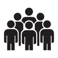Vector illustration of group of people in simple black silhouette