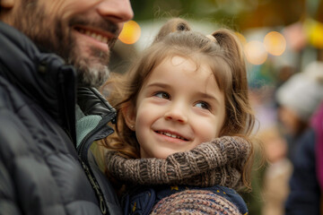 Obraz premium Generative AI image of beautiful autumn fair market with man woman kid family time perfect for fall harvest festival entertainment themes