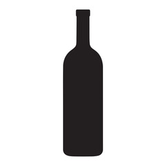 Vector illustration of black wine bottle silhouette for logo or icon
