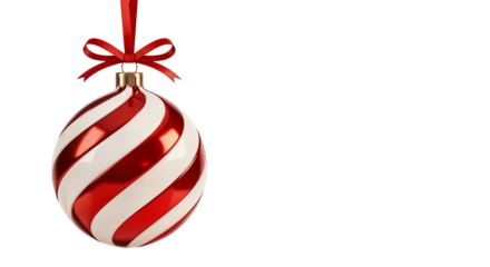 : Red Christmas Ornament with Ribbon Hanging Ball