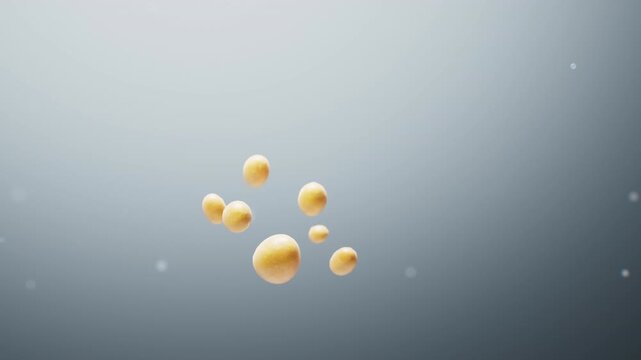 Breaking down of fat cells structure, 3d rendering.