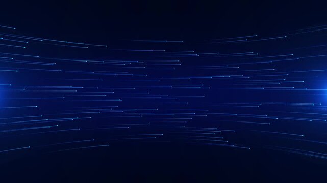 Dynamic bright light flare particles forming curved digital stream. for futuristic tech backgrounds, fast communication visuals, virtual speed motion, innovation concepts, energy transfer effects.