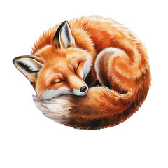 Adorable sleeping fox curled up in a cozy ball, perfect for any design