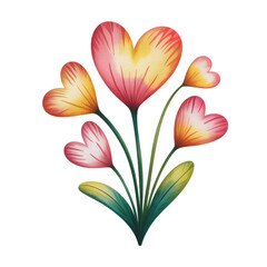 Stunning watercolor heart flowers perfect for Valentine's Day or love projects