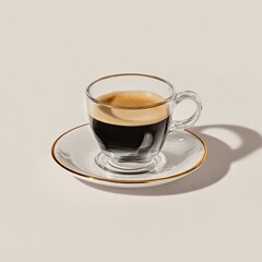 Espresso in a clear glass cup and saucer (3)