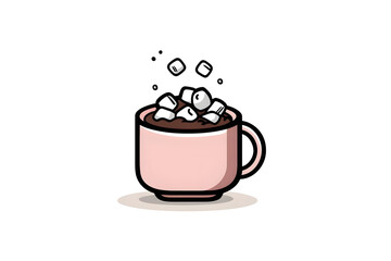 Hot chocolate Christmas vector icon with whipped cream, cozy win