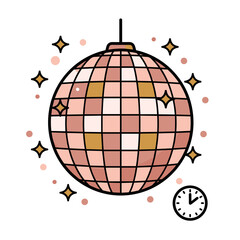 Cute disco ball illustration with sparkling stars