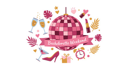 Pink disco ball with bridal party decoration