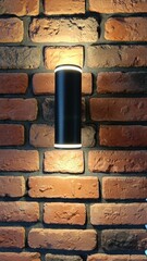 A black wall sconce that illuminates a textured red brick wall, creating a cozy and modern atmosphere. Ideal for interior design, architecture and decor.