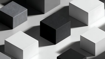 Abstract monochrome cube arrangement stock photo for modern design and minimalist background concepts