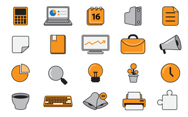 Office Stuff Icons Collection for Workplace Business and Stationery Design