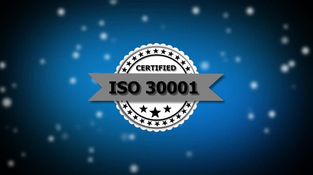 Creative (ISO 30001) Standard quality symbol, Risk management, ISO 30001 Certified green vector banner. Flat certification label isolated on white background. Food safety concept.