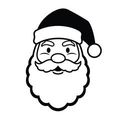 Santa Claus face icon black silhouette christmas holiday