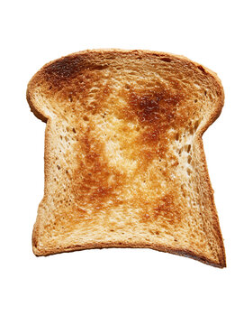 Tranche de pain de mie doree toastee sur fond blanc minimaliste