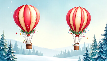 Obraz premium 3d hot air balloon in winter