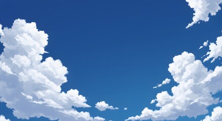 Vast blue sky adorned with fluffy white clouds during midday