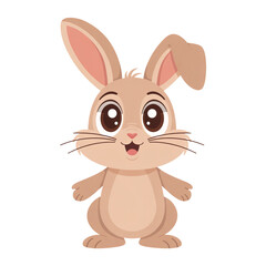 Obraz premium A cartoon bunny with large eyes and long ears standing upright on a black background looking forward