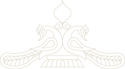 Monoline Elegant Indian Traditional Peacock Motif 