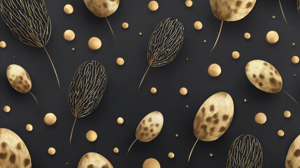 Stylish arrangement of golden and black organic shapes and textures creating a sophisticated and contemporary look, ideal for various design projects.