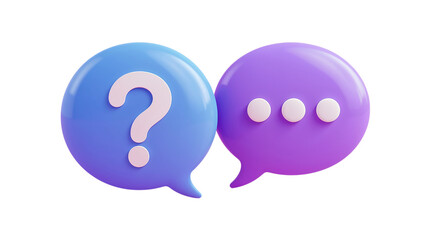 3d icon of question and speech bubbles isolated on transparent background