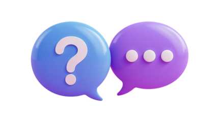 3d icon of question and speech bubbles isolated on transparent background