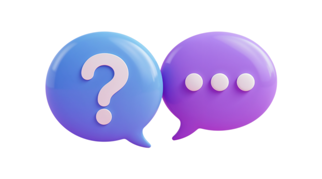 3d icon of question and speech bubbles isolated on transparent background - Powered by Adobe